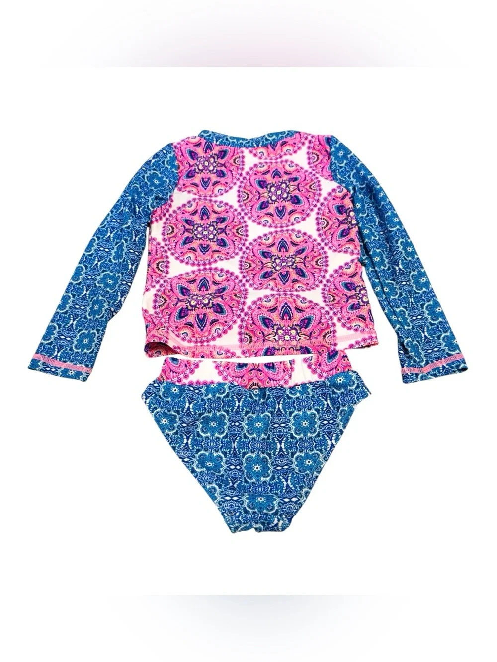 Nicole Miller Girls' Pink & Blue Long Sleeve Rash Guard Swim Set Sz.3T